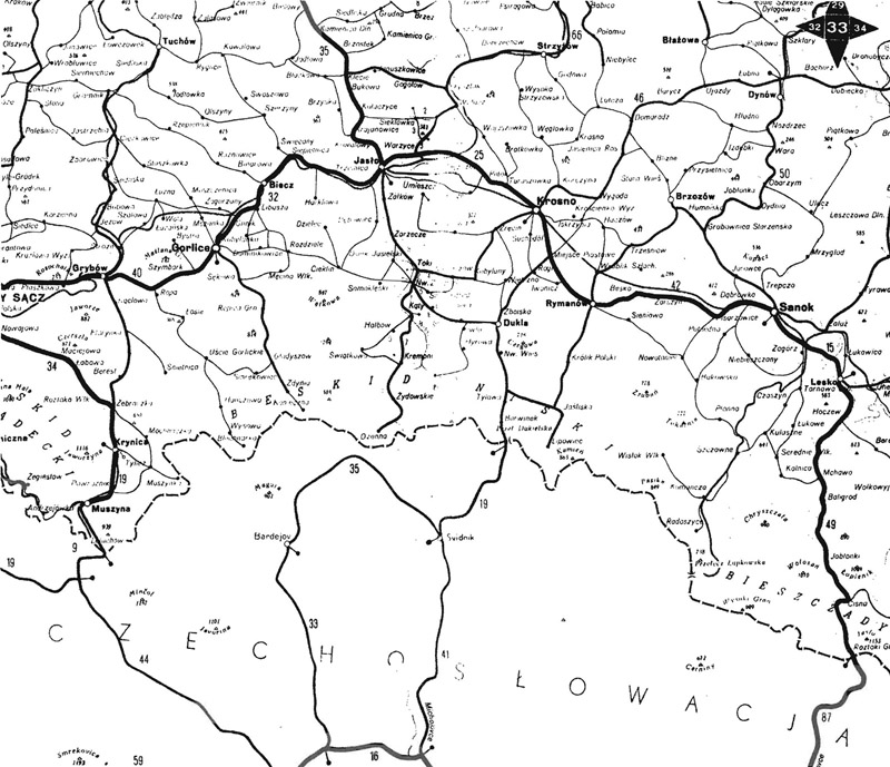 [Państwowe Przedsiębiorstwo Wydawnictw Kartograficznych (PPWK) map, 1959; area west of Bircza]